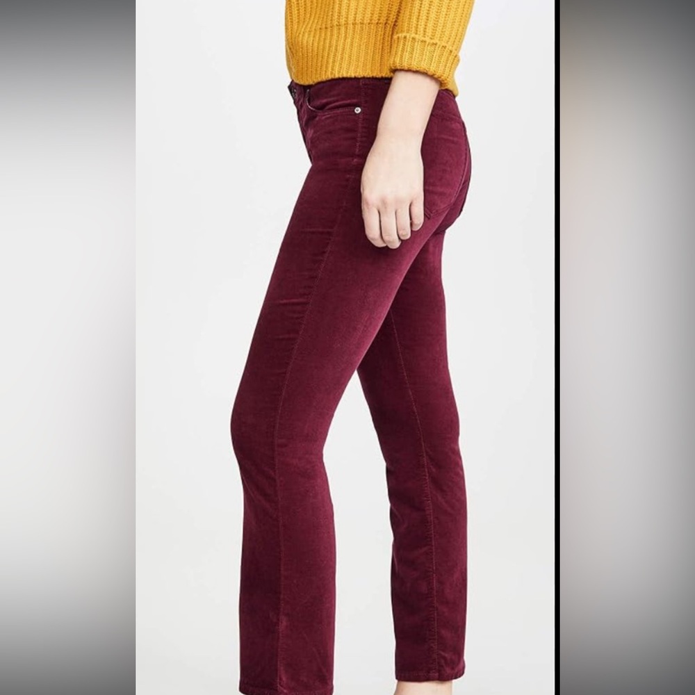 Jodi Crop Flare Velvet Burgundy Jeans